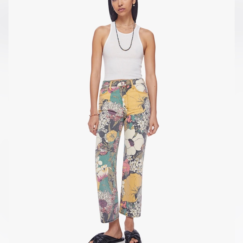 Mother denim the rambler zip ankle 25 floral